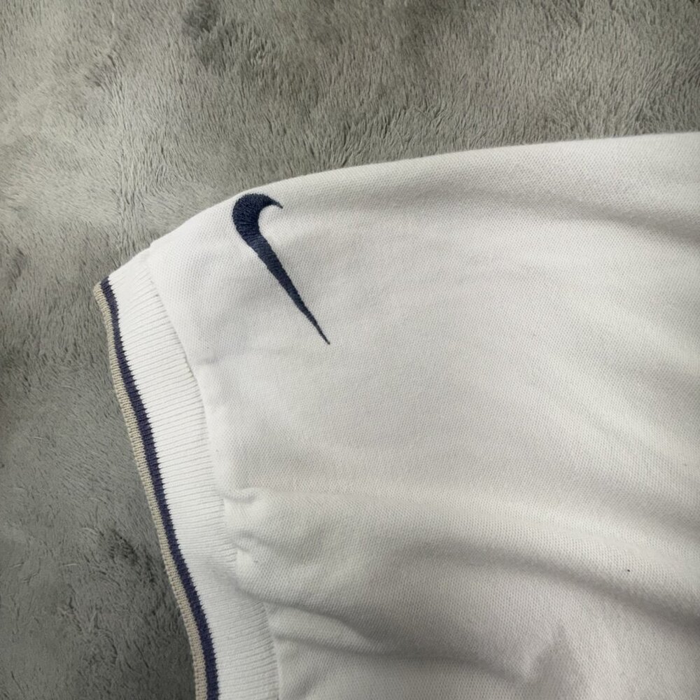 Vintage Nike Polo Shirt Mens XL White Patch Swoosh Tennis Court Golf 90s Y2K - Picture 6 of 15